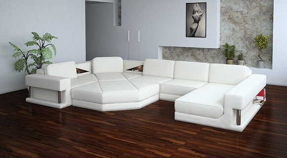 Modern Ecksofa Couch Polster Leder Design Garnitur Sofa Wohnlandschaft