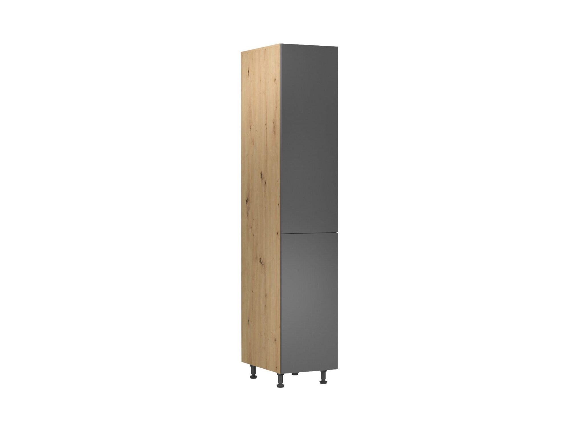 Moderner Küchenhochschrank mit zwei Türen in Grau für Küchenmöbel-Set D40SP