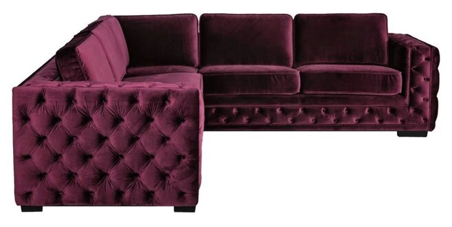 Burgund Ecksofa Chesterfield Samt Stoff Möbel Neu Wohnzimmer Modern Design Sofa