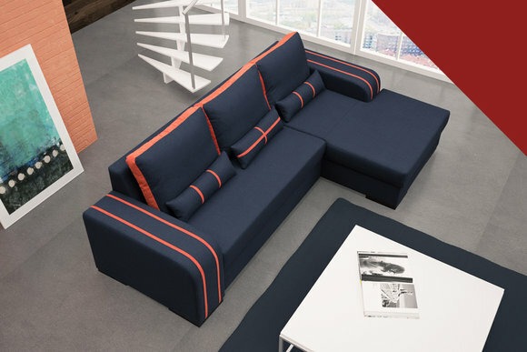 Sofa Schlafsofa Designer Sofa mit Bettfunktion + Bettkasten Schwarz Ecksofa