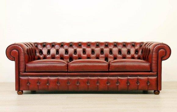 Design Chesterfield Sofagarnitur 3-Sitzer Leder Couch Rot Polster Sofas