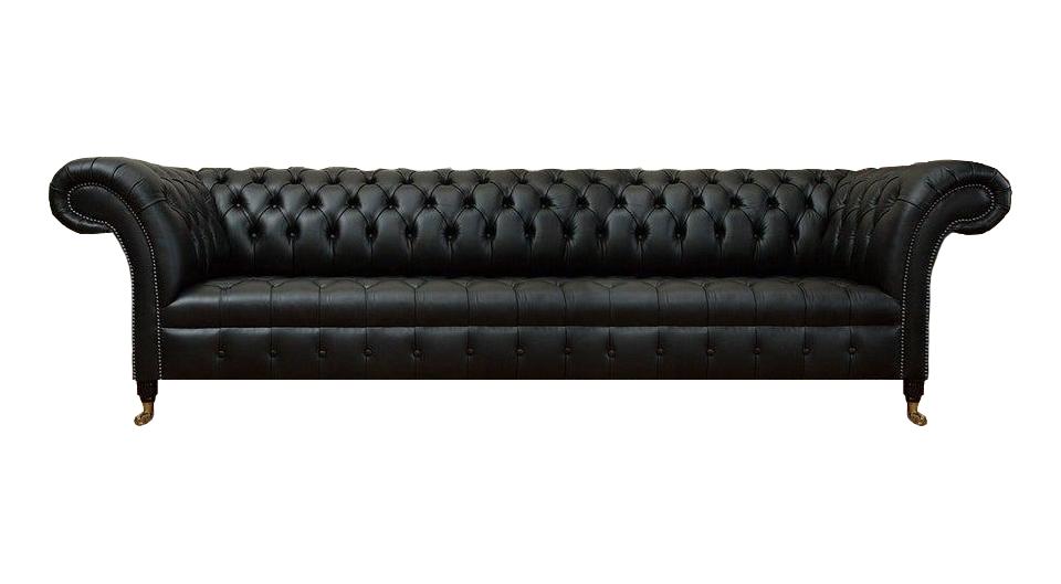 Chesterfield Wohnzimmer Sofa Viersitzer Couch Schwarz Designer Einrichtung