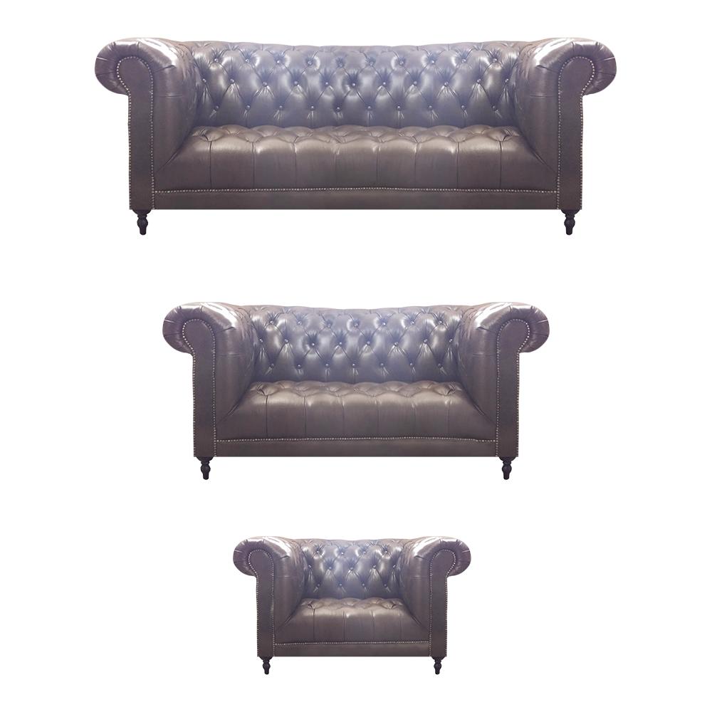 Wohnzimmer Set 3tlg Braun Leder Einrichtung Polstermöbel Chesterfield Neu