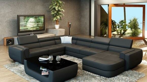 Wohnlandschaft Designer Sofa Couch Big Polster Leder Sofas Eck Ecke Sitz