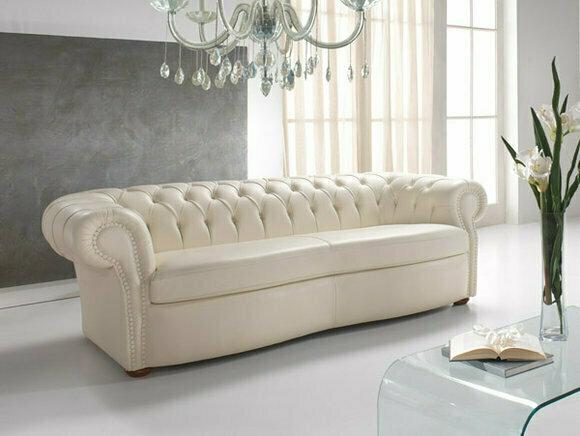 Design Chesterfield Sofa 3 Sitzer Weiß Couch Polster Sofas Wohnzimmer Leder Neu