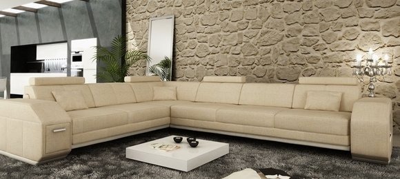 Wohnlandschaft Sofa Couch Stoff Leder Polster Sofas Eck Ecke Neu Textil