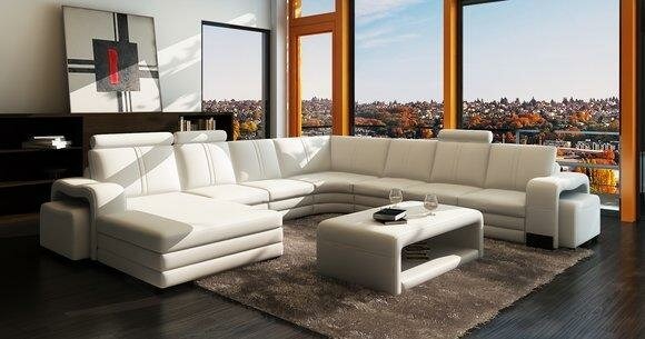 Wohnlandschaft Ecksofa + Couchtisch + Hocker Sofagarnitur Sofa Couch