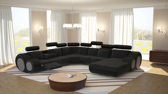 Sofa Designer Wohnlandschaft U-Form Couch Ecksofa Polster Garnitur