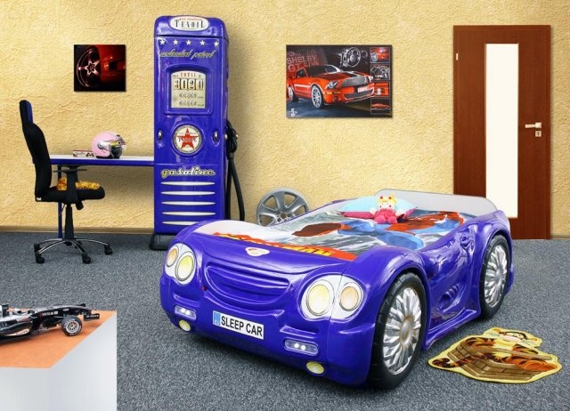 Bett mit Matratze Violett Kinderbett Kinderzimmer Autobett Farbauswahl SLEEP CAR