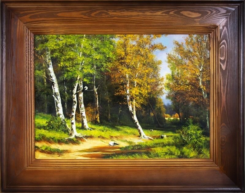 Gemälde Natur Wald Öl Handarbeit Ölbild Bild Ölbilder Rahmen Dekor Bilder