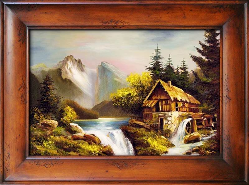 Gemälde Wasserfall Natur Handarbeit Ölbild Bild Ölbilder Rahmen Bilder