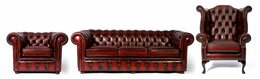 Chesterfield Sofa Couch 3 + 1 + Ohrensessel Ledersofa Sofagarnitur