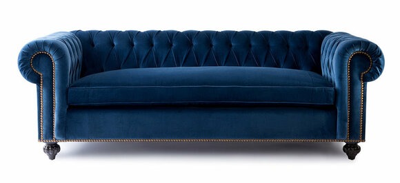 Chesterfield 3 Sitzer XXL Polster Sitz Couch Velvet Blau Garnitur Big Couchen