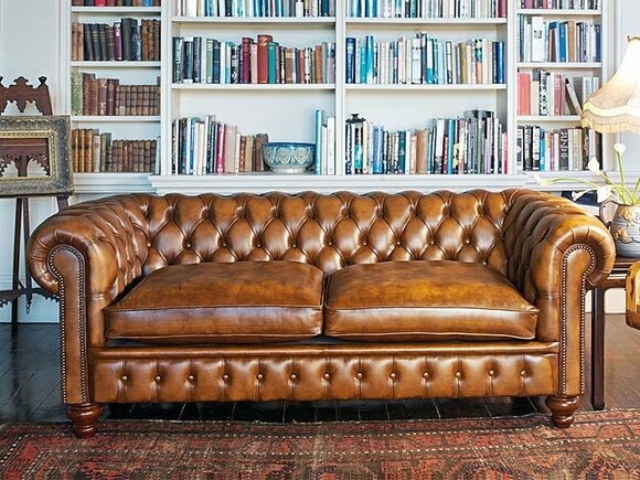 Chesterfield Sofa 3 SITZER Braun Polster Designer Leder Couchen Sofas Garnitur