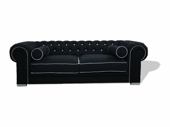 Chesterfield 3 SITZER Polster Velvet Designer Couchen Sofas Garnitur Schwarz