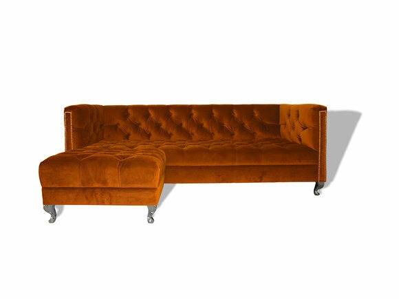 Chesterfield Sofa Polster Designer Couchen Sofas Garnitur Dunkelorange SLIII