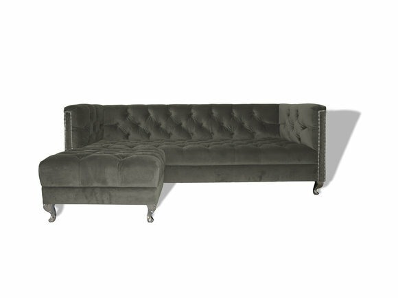 Chesterfield Sofa Polster Designer Couchen Sofas Garnitur Dunkelgrau SLIII