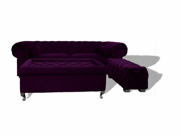 Chesterfield Sofa Polster Designer Dunkelviolett Sofas Garnitur Couch SLIII