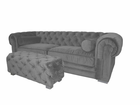 Chesterfield Sofa Dunkelsilber Designer Couchen Modern Garnitur Couch SLIII