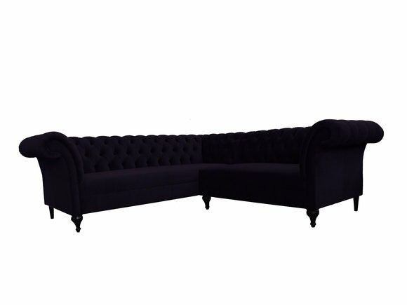 Chesterfield Ecksofa Eckcouch Designer Sofa Couch Samt Dunkelviolett Ledersofa