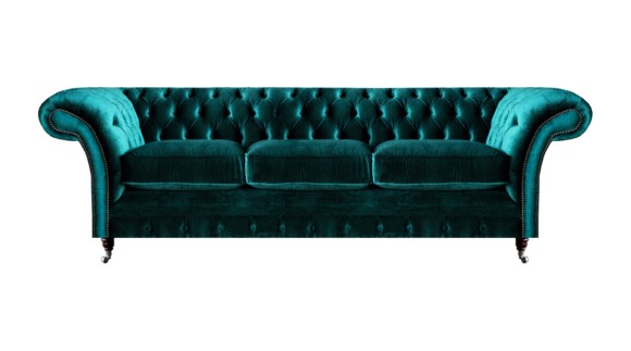 Wohnzimmer Grün Dreisitzer Sofa Couch Textil Möbel Polstersitz Möbel